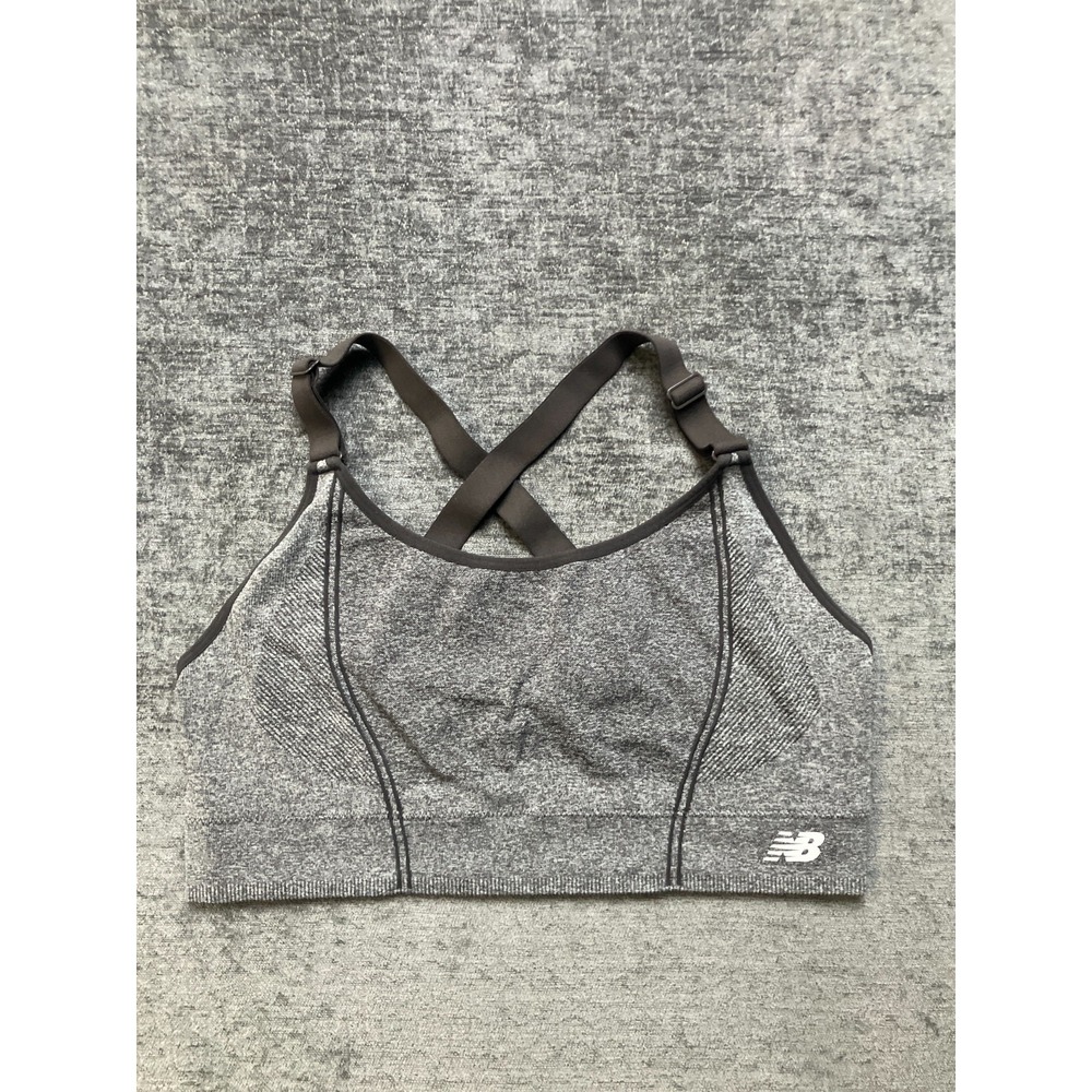 New Balance Seamless Sports Bra Womens XL Gray Crossback Medium Support